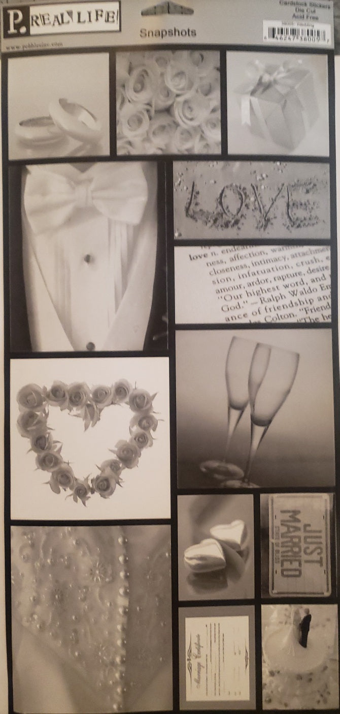 Pebbles inc -  cardstock sticker sheet xlarge - snapshot wedding