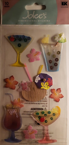 Jolee's by you Boutique Dimensional Sticker - tropical drinks - large pack