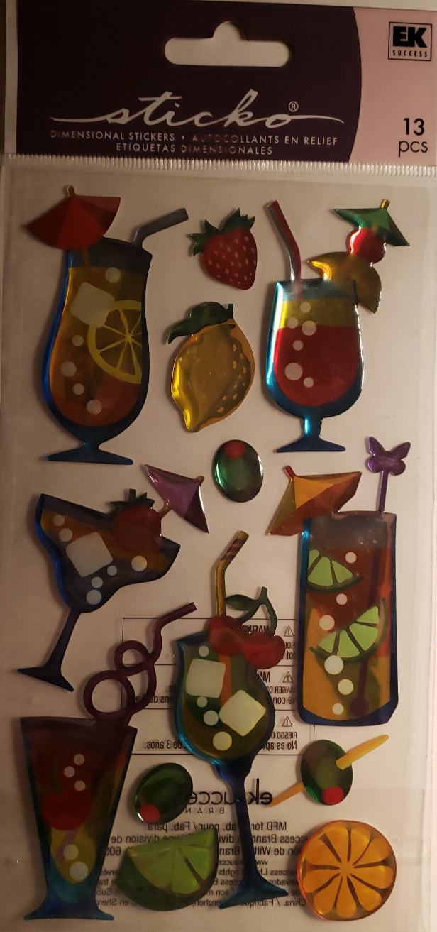 Sticko dimensional sticker sheet - mixed drinks