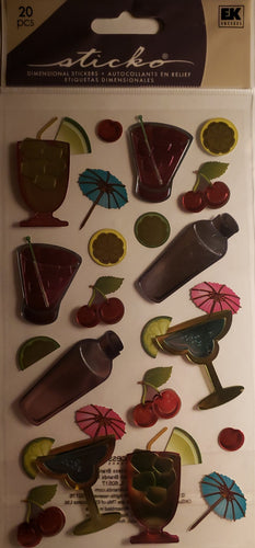 Sticko dimensional sticker sheet - cocktail drink repeats
