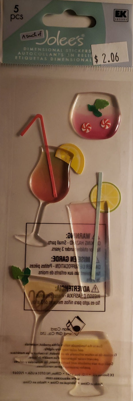 Jolee's by you Boutique Dimensional Sticker - mixed drinks  - medium long pack