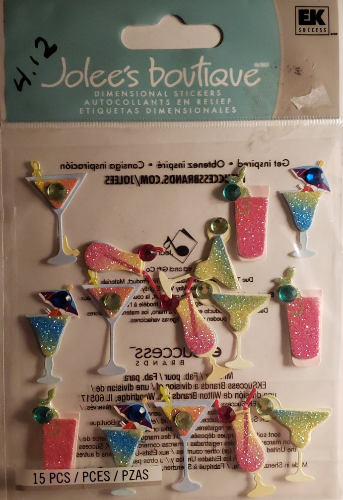 Jolee's by you Boutique Dimensional Sticker - drink repeats - small short  pack