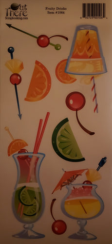 Out there scrapbooking - flat sticker sheet - fruity drinks