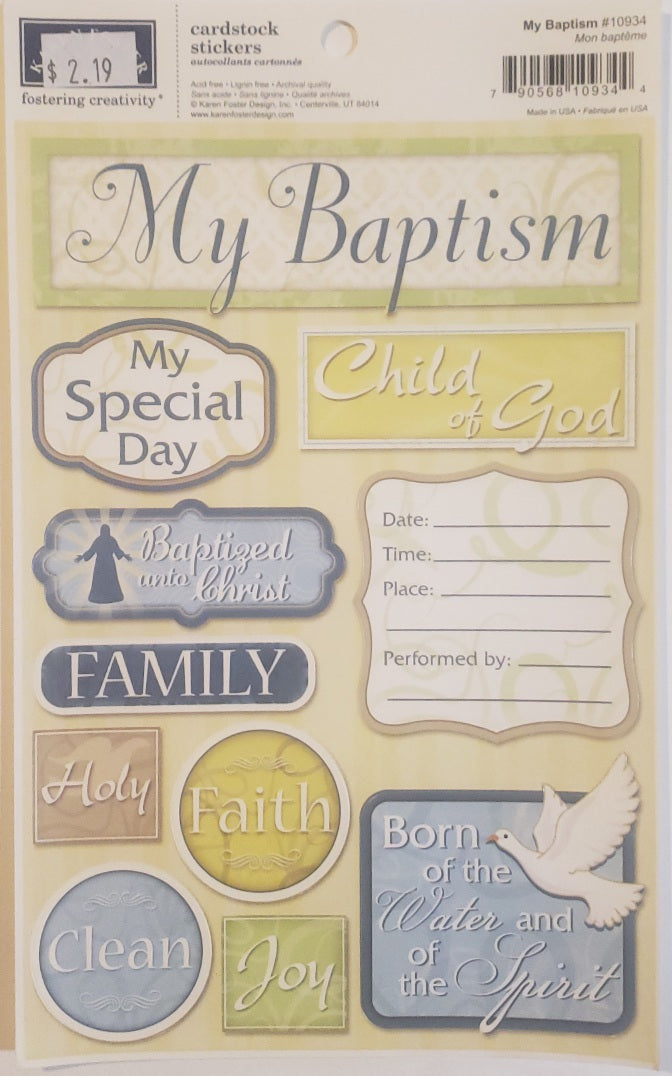 Karen Foster cardstock sticker - my baptism