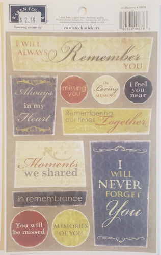 Karen Foster cardstock sticker - in memory