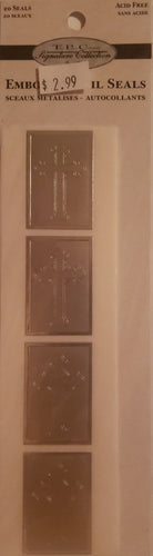 Anw crestwood TPC - flat Sticker pack - embossed foil seals - cross  Silver