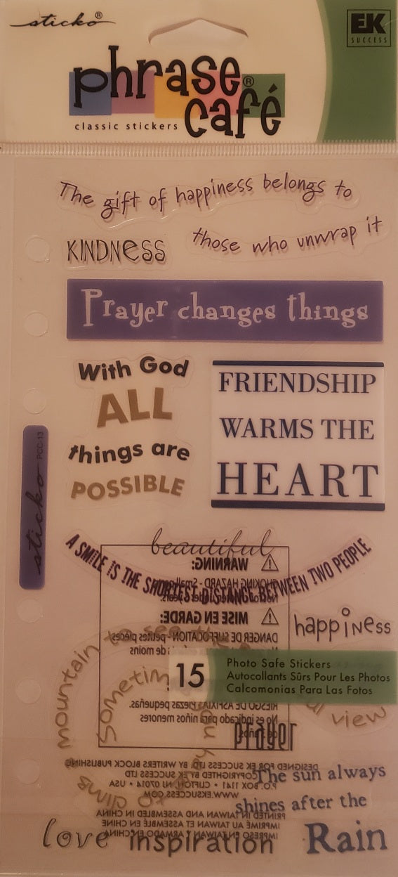 Sticko flat Sticker pack  - all things possible phrase cafe