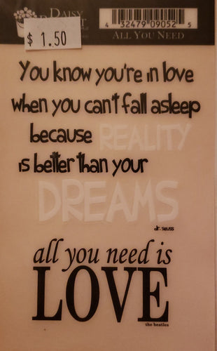 Daisy Bucket - quote sticker rub on - all you need