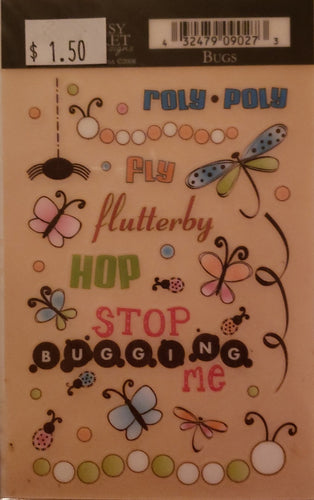 Daisy Bucket - quote sticker rub on - bugs