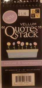 Die cuts with a view DCWV - quote stack book - nature and inspirarional vellum quote stack black