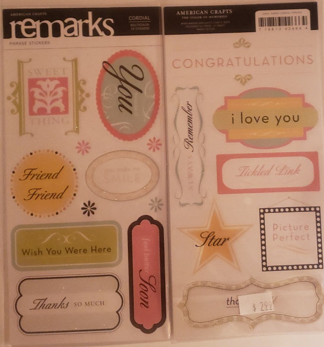 AC - American crafts - ReMarks stickers - cordial phrases glitter