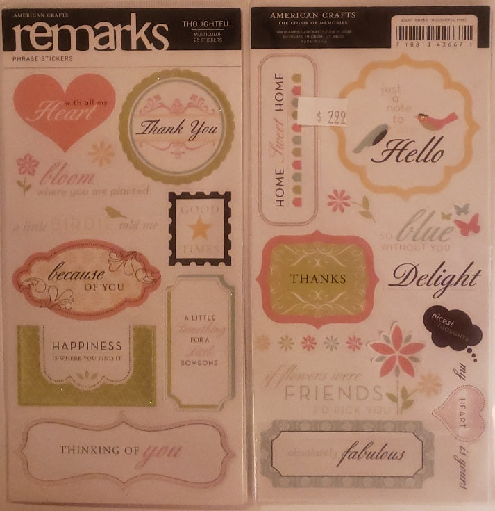 AC - American crafts - ReMarks stickers - thoughtful phrases glitter