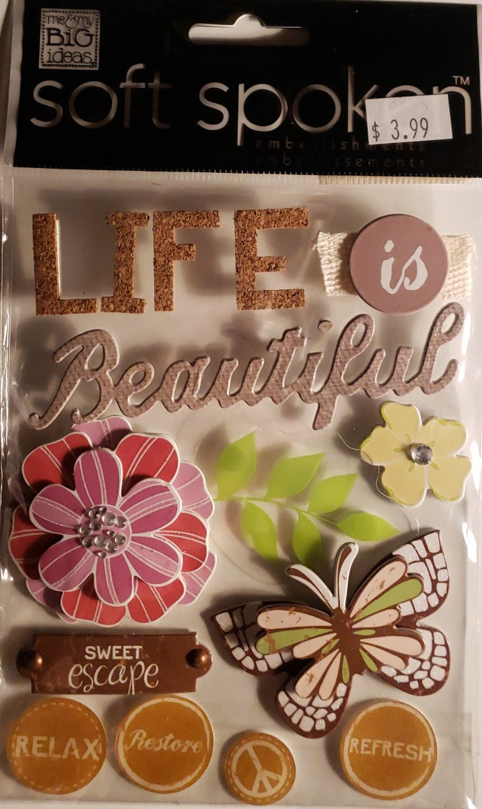 Me and my big ideas MAMBI - 1 dimensional sticker sheets - soft spoken love green life is beautiful