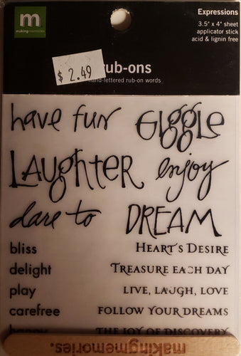 Making Memories - rub on sheets - expressions