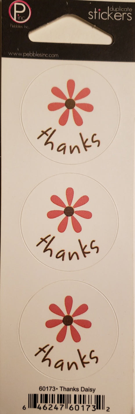 Pebbles inc -  cardstock sticker sheet - thanks flower round seal