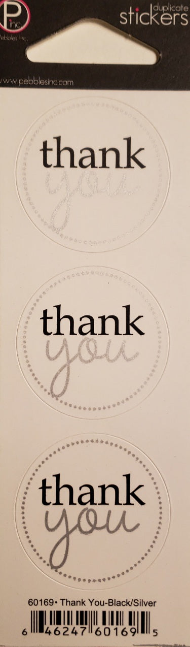Pebbles inc -  cardstock sticker sheet - thank you round seal