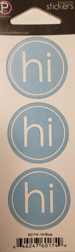 Pebbles inc -  cardstock sticker sheet - hi blue round seal
