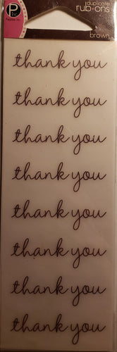 Pebbles inc - duplicates rub ons sheets - brown thank you