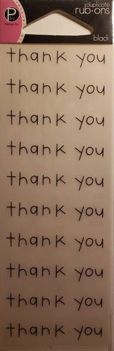 Pebbles inc - duplicates rub ons sheets - black thank you print