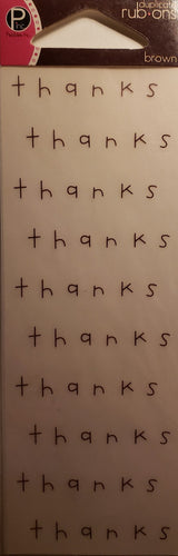 Pebbles inc - duplicates rub ons sheets - brown thanks print