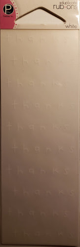 Pebbles inc - duplicates rub ons sheets - white thanks print