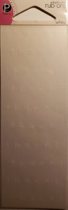 Pebbles inc - duplicates rub ons sheets - white thanks print