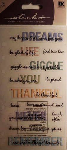 Sticko -  flat sticker sheet - my hopes and dreams