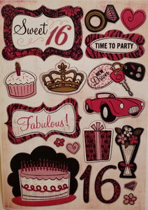 Karen Foster - cardstock sticker sheet - sweet 16