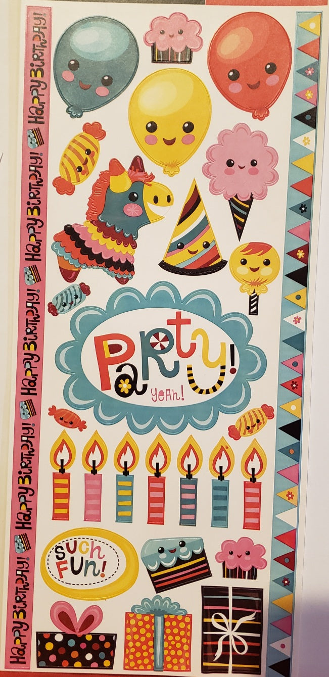 Creative Imaginations - cardstock stickers  - Happy birthday surprise sticker sheet