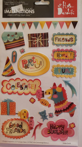 Creative Imaginations - epoxy stickers  - Happy birthday bash sticker sheet