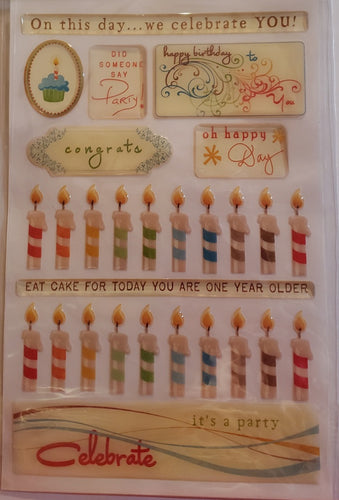 Creative Imaginations - epoxy stickers  - art warehouse Happy birthday sticker sheet