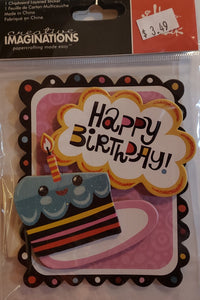 Creative Imaginations - dimensional stickers - Happy birthday chipboard layered sticker