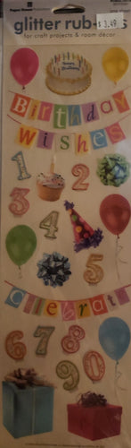 Paper house productions - glitter rub-ons - birthday