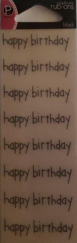 Pebbles inc -  rub-ons  sheet duplicates - Happy birthday black