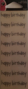 Pebbles inc -  rub-ons  sheet duplicates - Happy birthday black
