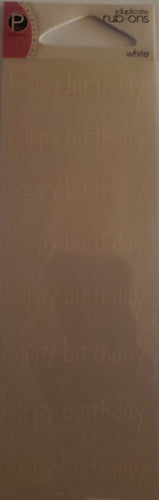 Pebbles inc -  rub-ons  sheet duplicates - Happy birthday white