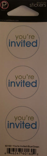 Pebbles inc -  cardstock sticker sheet duplicates - you're invited blue
