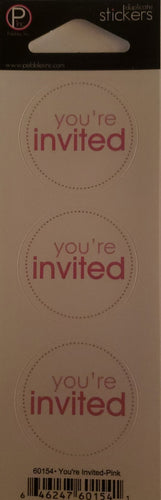 Pebbles inc -  cardstock sticker sheet duplicates - you're invited pink