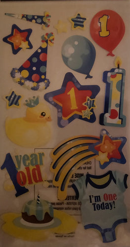 Sticko -  flat sticker sheet - foil 1 year old boy