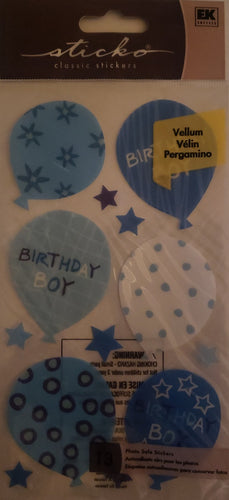 Sticko -  flat sticker sheet - vellum birthday boy Balloons