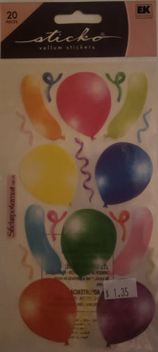 Sticko -  flat sticker sheet - vellum Balloons