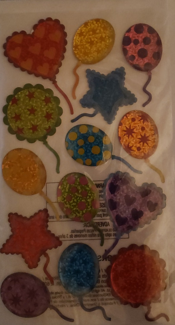 Sticko -  dimensional sticker sheet - festive patterened balloons