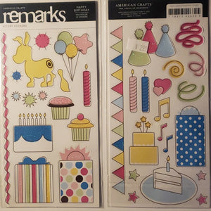 AC - American crafts - ReMarks stickers - happy birthday glitter party