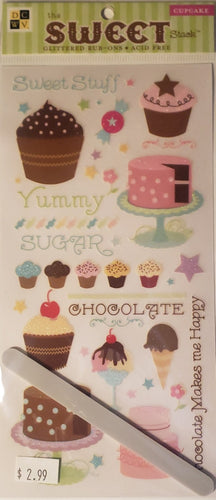 Die cuts with a view DCWV - rub-ons - the sweet glitter stack - cupcake