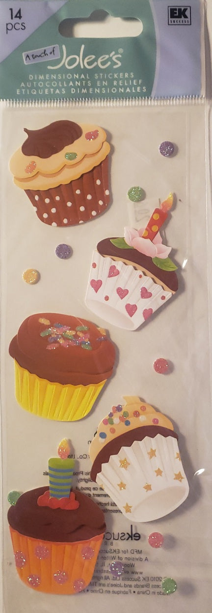 Jolee's by you Boutique Dimensional Sticker - a touch of - cup cakes - medium skinny pack