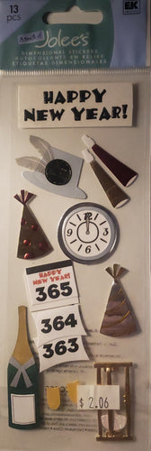 Jolee's by you Boutique Dimensional Sticker - a touch of - Happy New Year's eve party - medium skinny pack