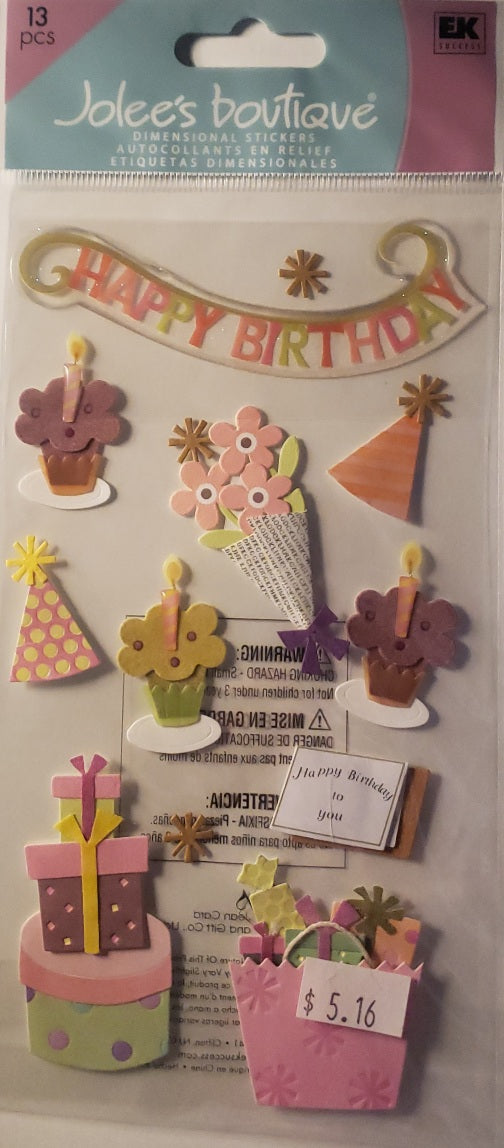 Jolee's by you Boutique Dimensional Sticker - Birthday - large pack