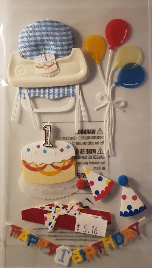 Jolee's by you Boutique Dimensional Sticker - babys birthday 1st  - large pack