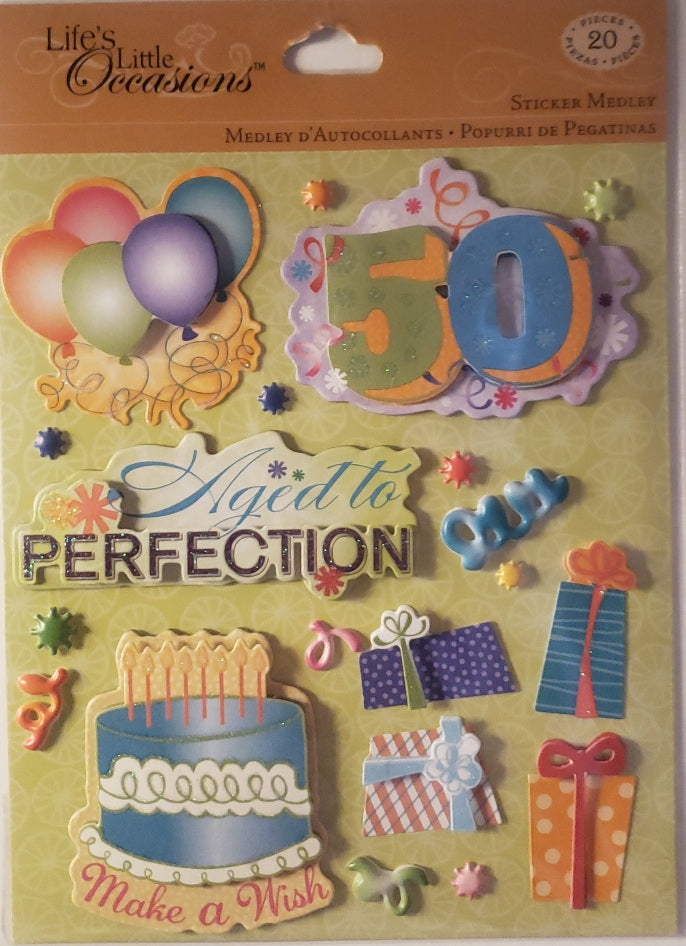 K and company Dimensional Sticker - medium pack - lifes little occasions - 50th birthday