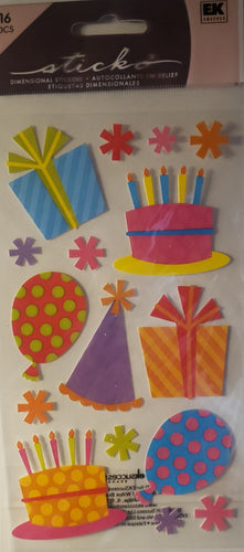 Sticko -  flat sticker sheet - fun party and balloons glitter